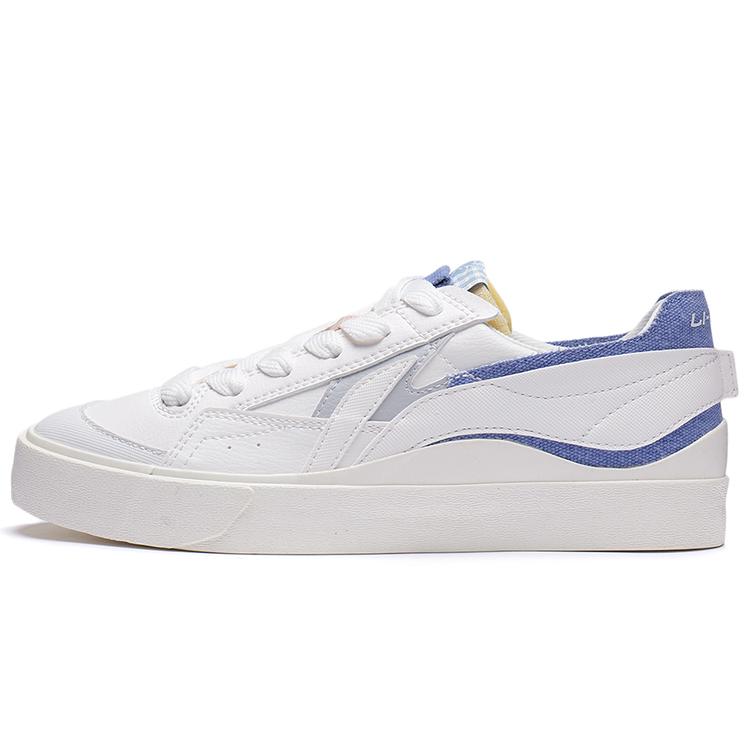 

LiNing Mu Slip Resistant Cushioning Low Top Skateboard Shoes Women s White Blue 40