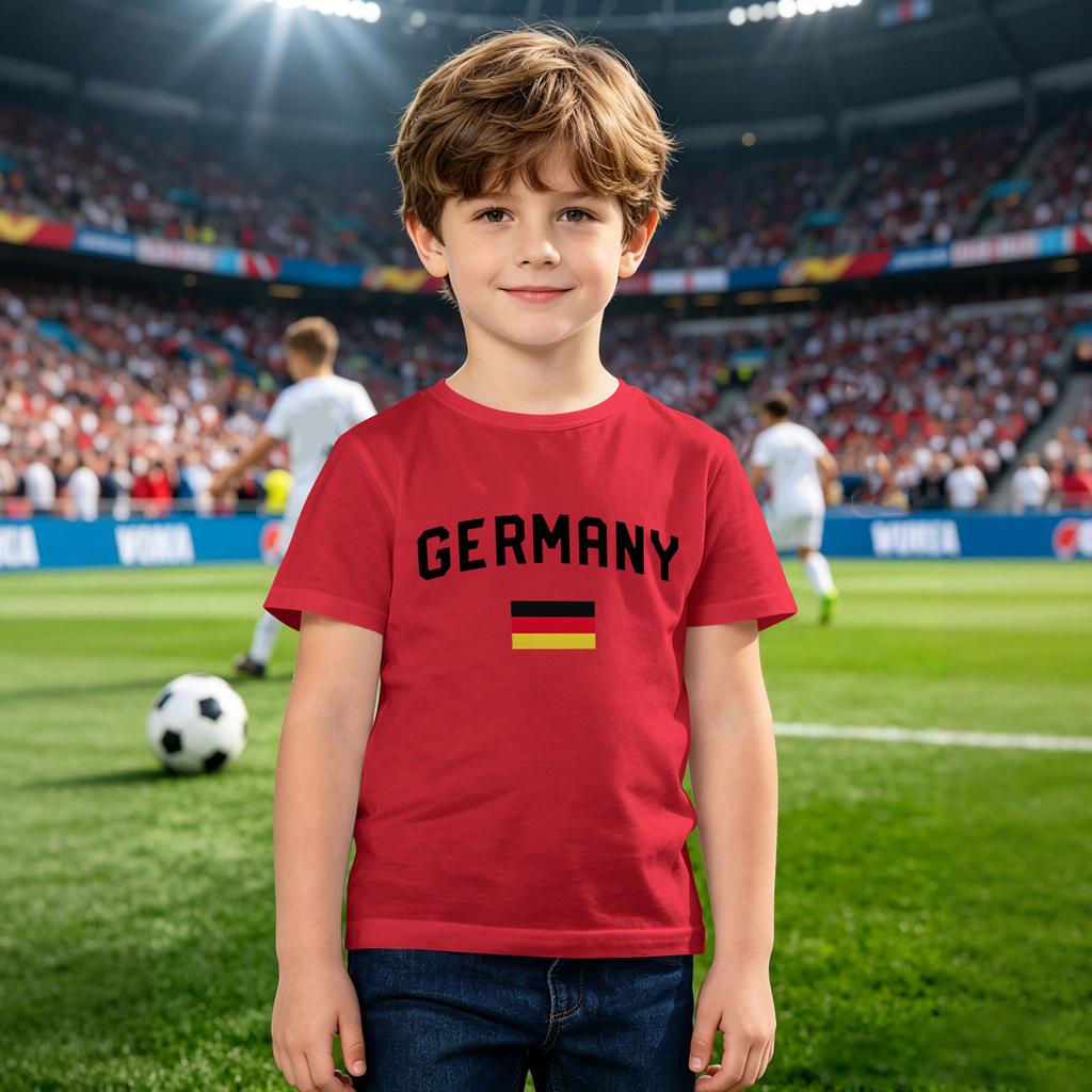 Kids Loose Fit Casual T-Shirt Germany World Cup Inspired Print Children Short Sleeve Tee Boys Girls Soft Cotton Top