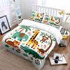 Cartoon Animals With Nature Elements Bedding Set For Kids Luxury Gift 3Pcs Digital Print Comforter Set Soft Comfortable