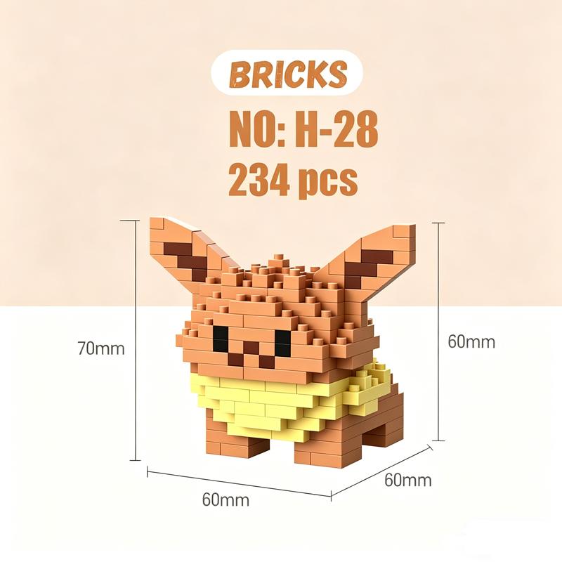 Micro Building Blocks Charmander Pikachu Action Figures Gengar Mini Bricks Model Diy Puzzle Toy For Kids Toys Gift