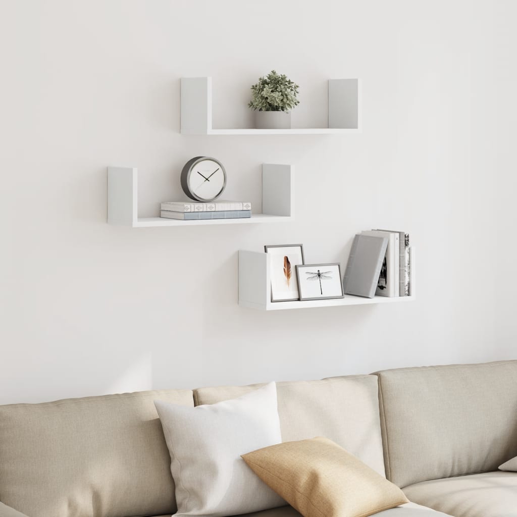 vidaXL Wandregale 3 Stk. Weiß 58x18x18 Cm Holzwerkstoff