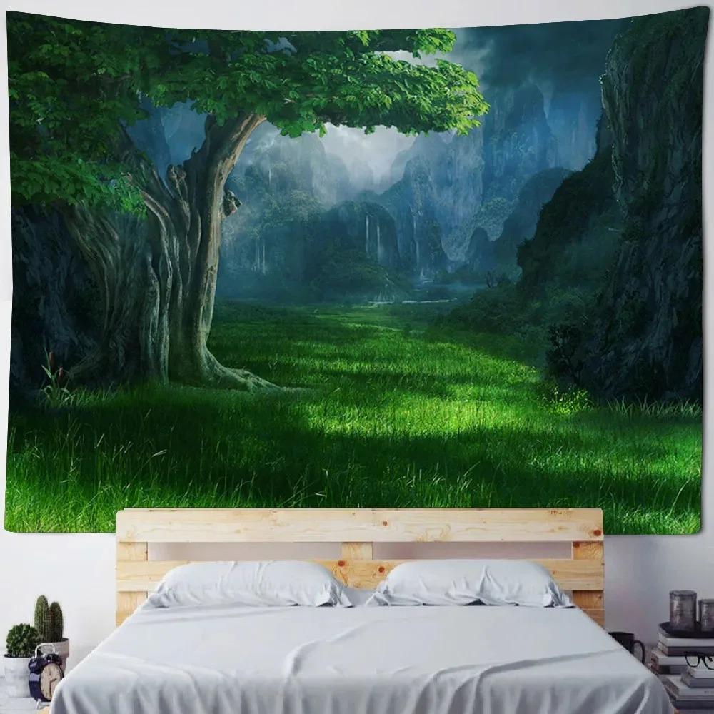 Waterfall Canyon Nature Tapestry  Serene Landscape Polyester Wall Hanging for Bedroom Living Room Yoga Decor