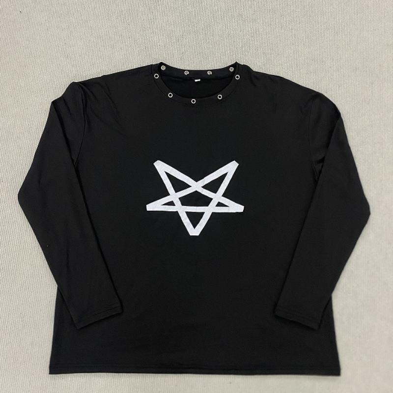 European and American Y2K Street Harajuku Gothic Design Cross Patch Long Sleeve T-shirt