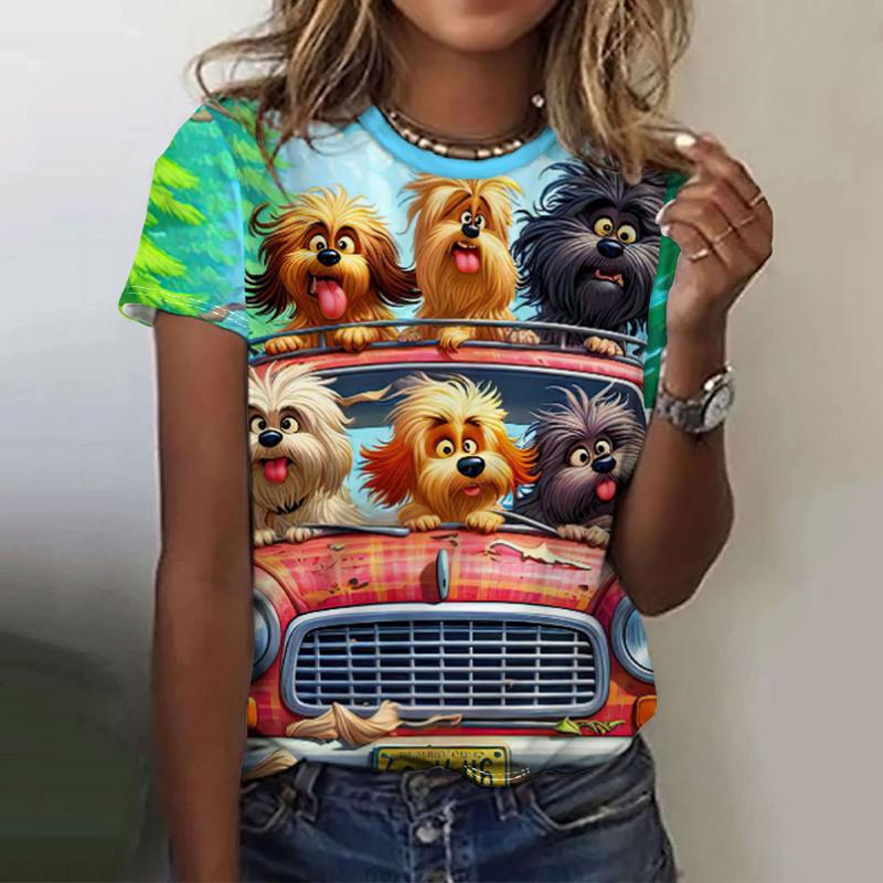 Dámské tričko Zvířecí 3D potisk Krátký rukáv Módní Ležérní Street Kulatý výstřih