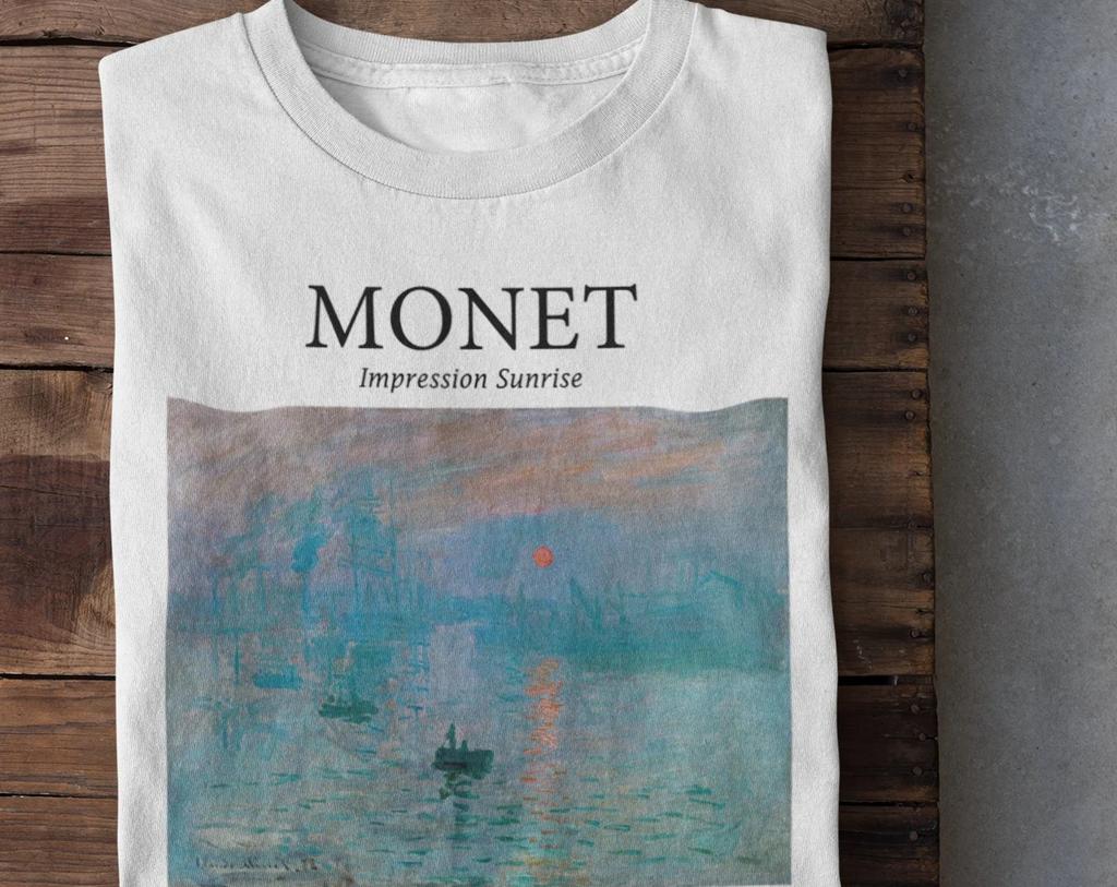 Koszula Monet Impression Sunrise - Koszula estetyczna, Koszula artystyczna, Koszula artystyczna, Koszula Claude Monet, Koszulka Monet Męska Moda Nowa Koszulka