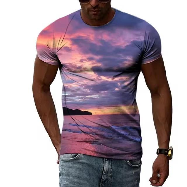T-shirt z cyfrowym drukiem 3D dla nastolatków i mężczyzn, z krótkim rękawem, wszechstronny, oddychający