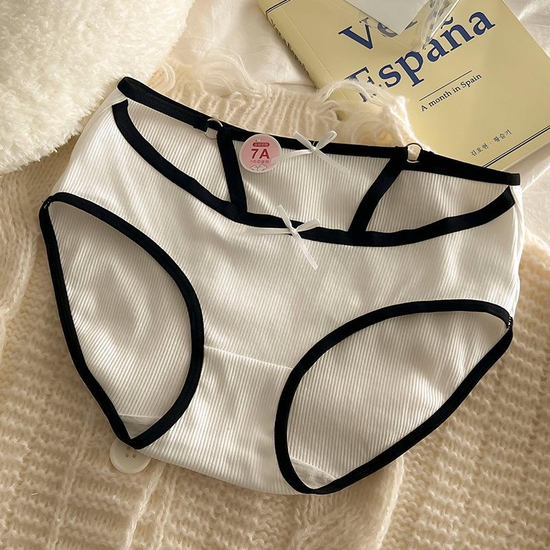 Pure Cotton Fake Two Threaded Panties Antibacterial Mid Waist Pure Desire Seamless Breathable Women's Triangle Panties