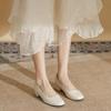 Leather square head low-heeled single shoes female spring autumn new Korean version fairy style professional commuting French thick-heeled high heels