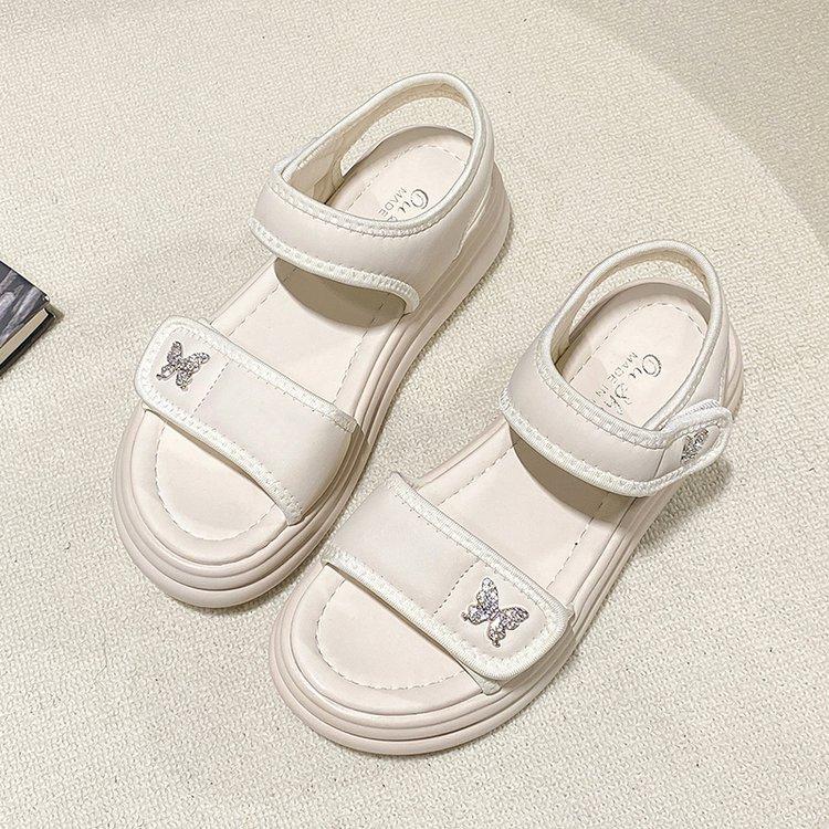 [Ushilai] Sandalen mit weicher Sohle Damen neu Klettverschluss lässig dicksohlige Damen rutschfeste Strandschuhe im Sommer 2025