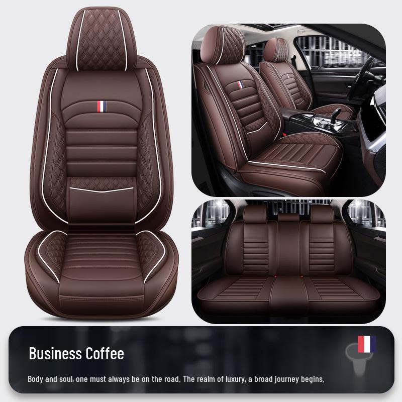All-Season Universal Nappa Leather Car Seat Cover - Breathable Perforated Full Surround Design