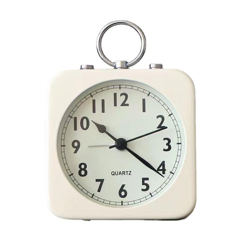 Fashionable Simple Metal Retro Small Alarm Student Clock Bedroom Bedside Mute Alarm Clock Can Be Hung or Placed Alarm Clock