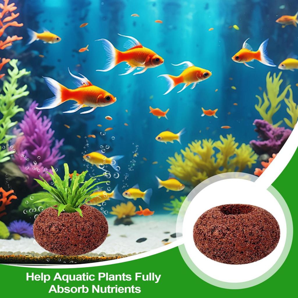 Aquarium Plant Weights 4 Pieces Volcanic Stone Anti-Floating Aquatic Water Plant Fixed Rings For Freshwater Shrimp Pond Pool