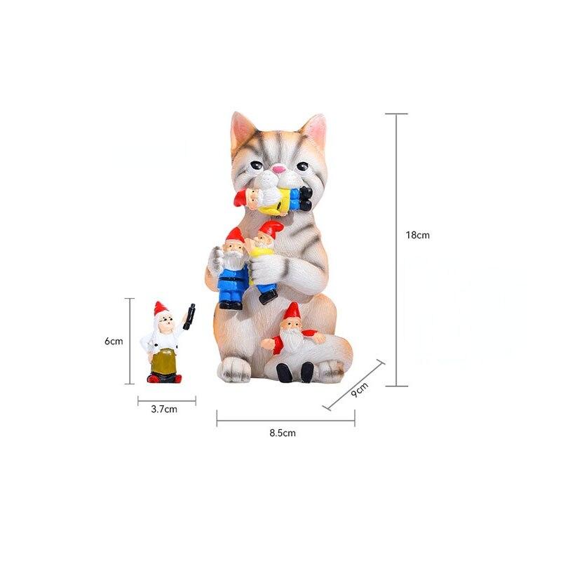 Dinozaur care mănâncă gnomi de grădină ornament din rășină pisica rea ​​Gnomi de grădină artizanat din rășină statuie decorare statui de grădină