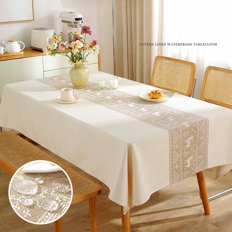 Thickened Imitation Cotton Linen Dining Household Square Wear-resistant Waterproof Oil Proof Tablecloth