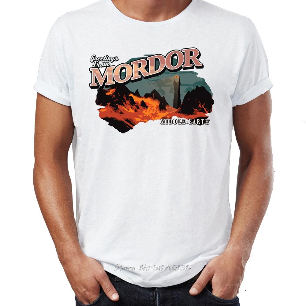 Mens T Shirt Vincent Van Gogh The Starry Night With Middle Earth Sauron Tower Printed Tees
