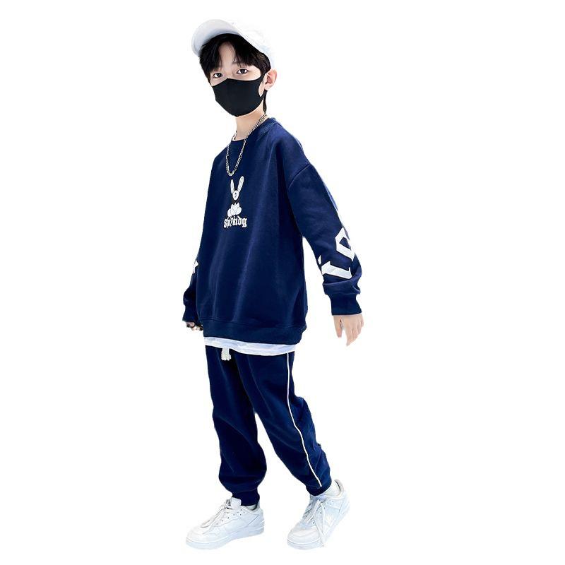 2023 Boys' Cartoon Sports Two-Piece Suit: Sweatshirt & Sweatpants for Spring/Autumn