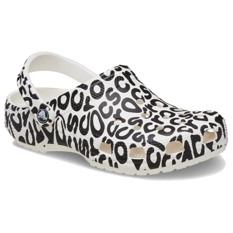 Crocs EVA Classic Warped Logo Clogs 'White Black' Unisex