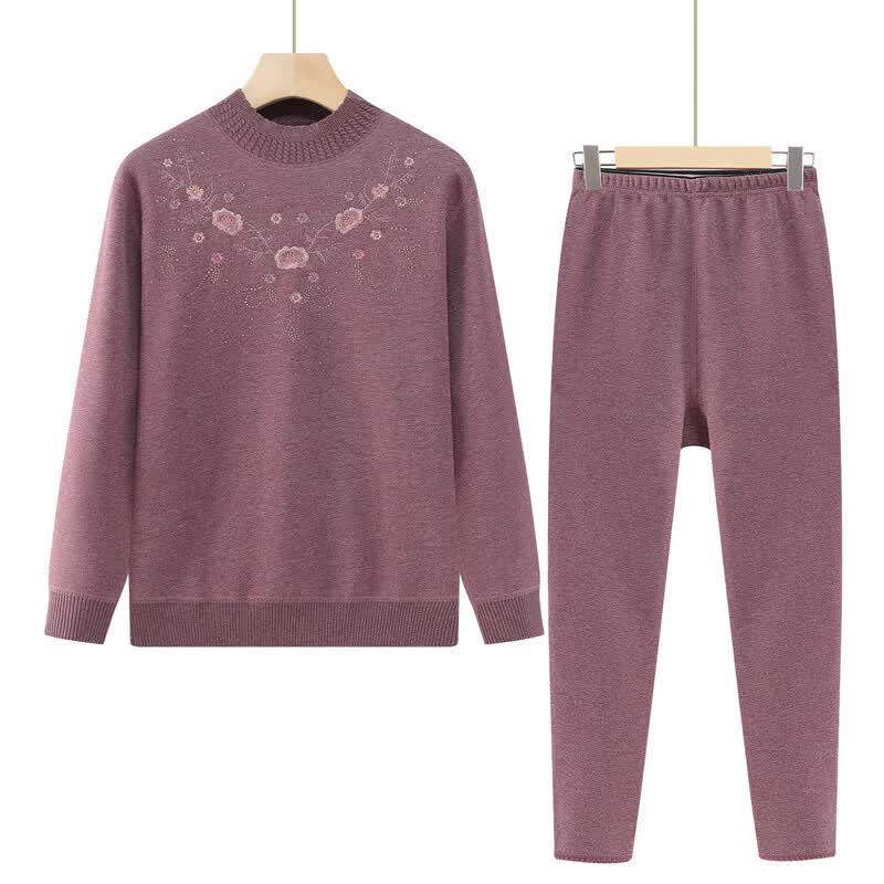 Yalu Women's Elderly Plus Velvet Thermal Underwear Set