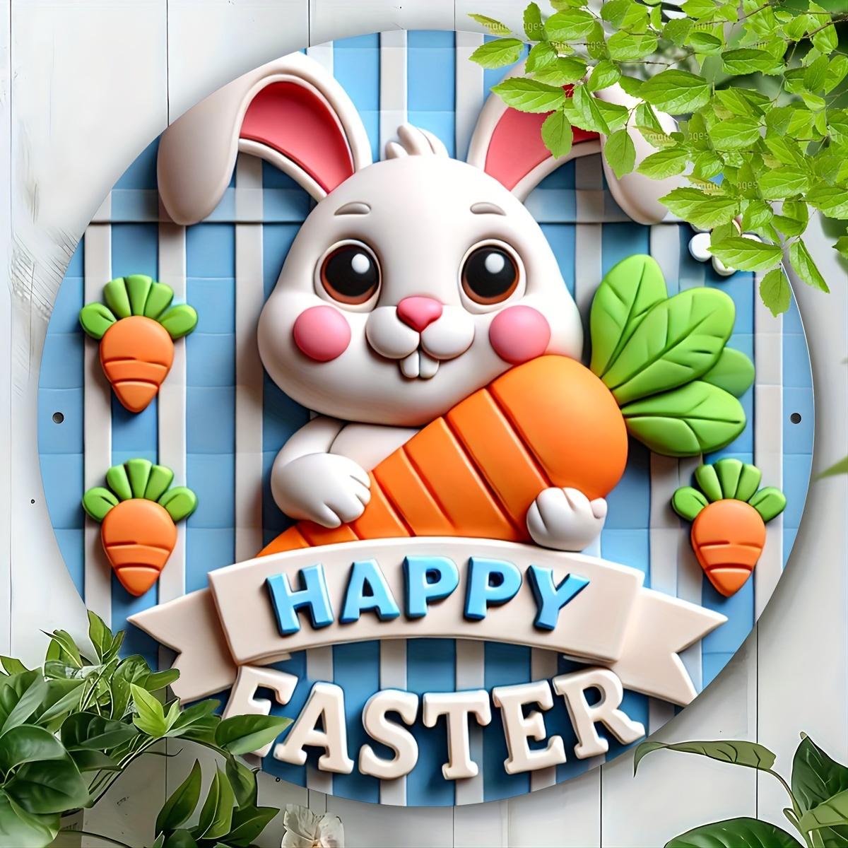 

Деревянная табличка с пасхальным кроликом в виде венка - деревенский круглый настенный декор, 8x8 дюймов - идеально подходит для двери, стены, дома, комнаты, фермерского дома, улицы, магазина, гаража, бара, сада 1pc