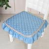 Chair Cushion with Lace Ruffle Quilted Non Slip Square Seat Pad Chair Protector with Elastic Strap for Dining Chairs Seat Office Chairs Back