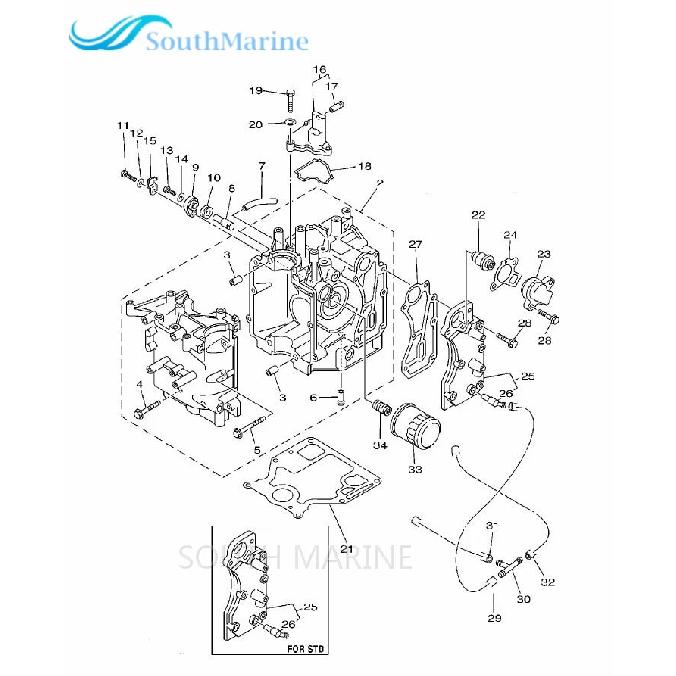 66M-11351-00 Cylinder Gasket for Yamaha F15 4-Stroke Outboard Engine Boat Motor