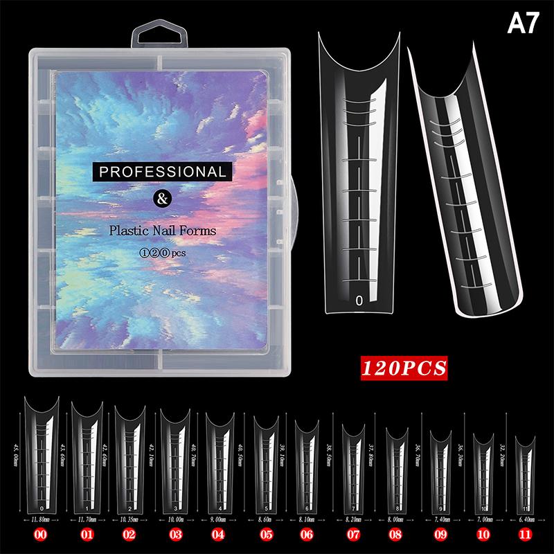 120 Pcs/Set Clear Dual Forms False Nails Full Cover Quick Building Gel Mold Tips Nail Extension Molds Upper Forms For Nails Tips