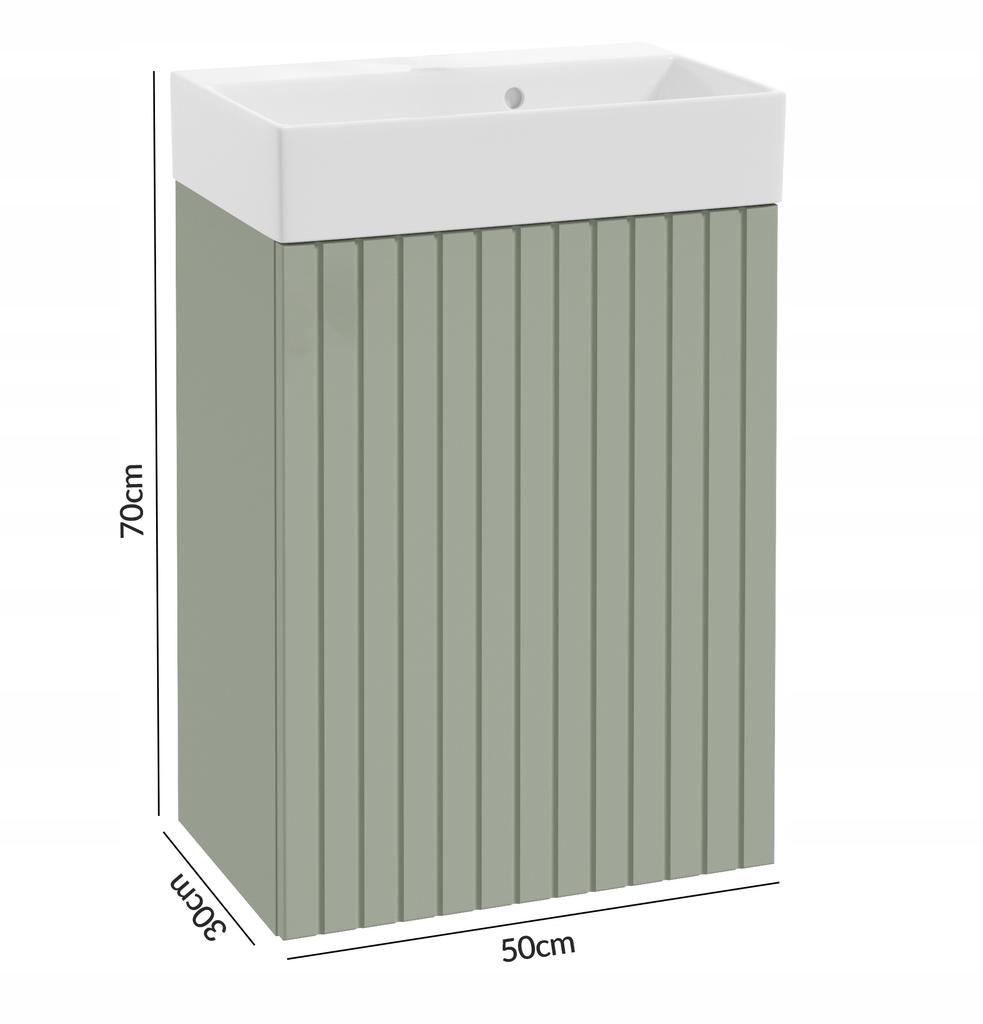 Eucalyptus Fluted Wall-Mounted Bathroom Cabinet with Sink, Without Handle, Kiara