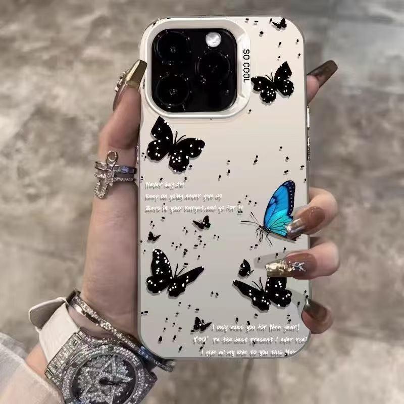 Polka Dot Butterfly Phone Case for iPhone 12 to 17 Pro Max.