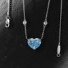 Gica Gema Blue High Carbon Diamond Necklaces 925 Sterling Silver 10*12mm Heart Pendant Unique Design Romantic Fine Jewelry Wedding Party Gifts