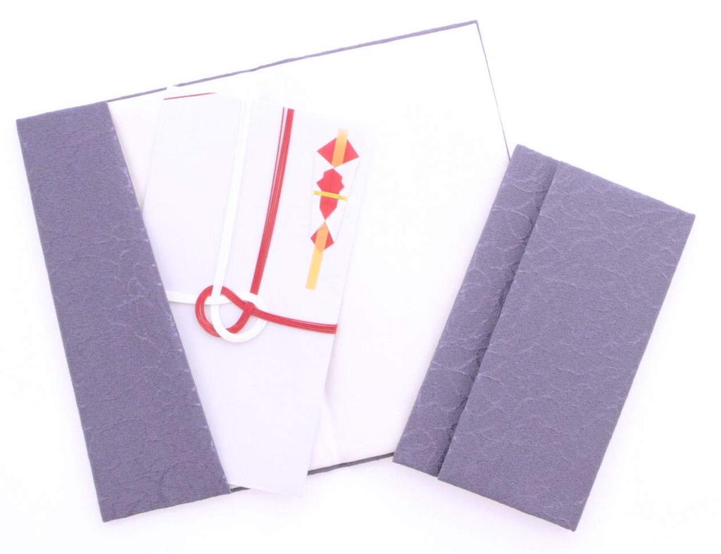 Taiko Sangyo Mătase Chirimen Fukusa (Țesătură Crepe de Mătase) Set moale cu plic auriu și etui pentru mătănii de rugăciune, Fabricat în Japonia, Violet