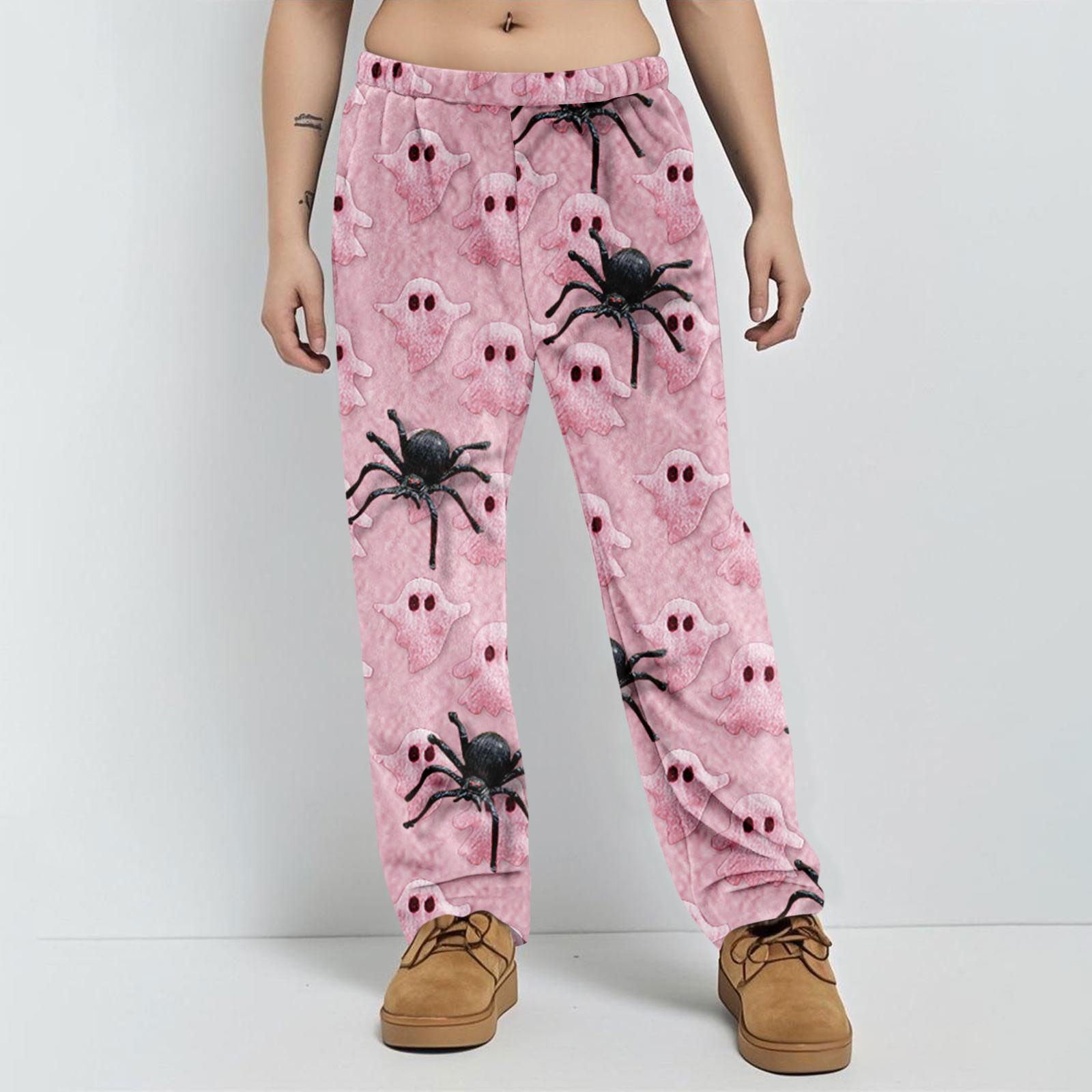 

Пижамные штаны в стиле аниме, повседневные брюки с эластичной резинкой на талии, удобные прямые свободные брюки для йоги M розовый