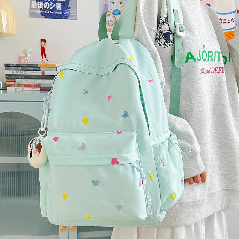 Student schoolbag cute print Japanese casual versatile backpack junior high school lightweight burden reduction large capacity backpack