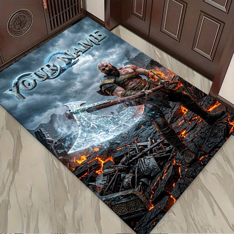 Name Custom Kratos God of War Carpet Rug for Living Room Bedroom Home Sofa Decoration,Kids play Non-slip Floor Mat