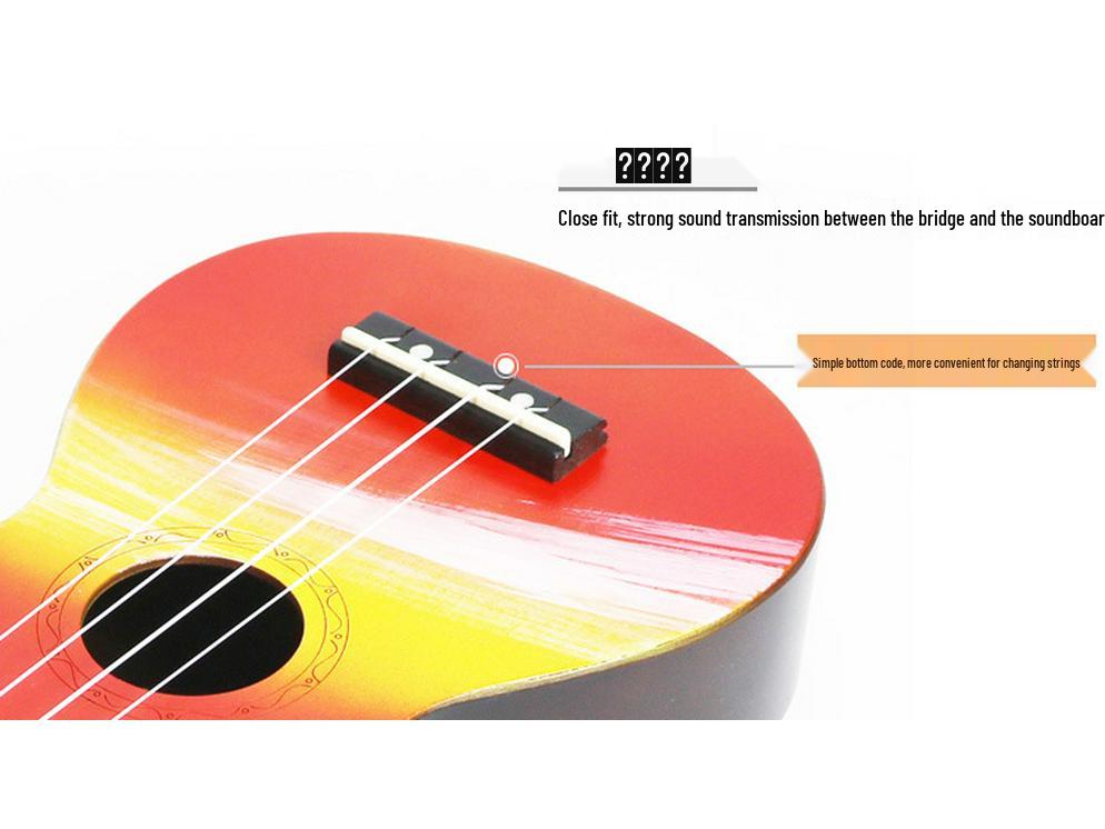 Hand-Painted 21-Inch Cartoon Ukulele for Beginners - Playable Student Instrument