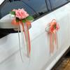 Wedding Car Door Handle Decoration 1Pcs Rearview Mirror Flower Retro Bow Bridal Vehicle Decor for Ceremony Scenes