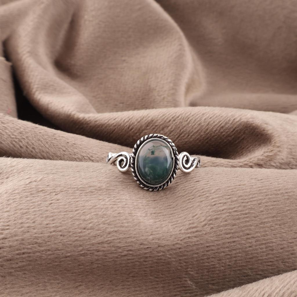 Moss Agate Ring, Gemstone Jewelry 925 Solid Sterling Silver Ring, Handmade Ring Gift For Women