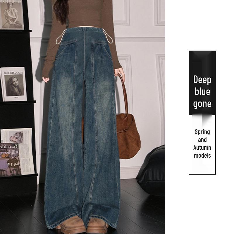 

Blue High-Waisted Wide-Leg Maternity Jeans for Women - Autumn/Winter 2026, New Plus Size, Slimming, Casual. L