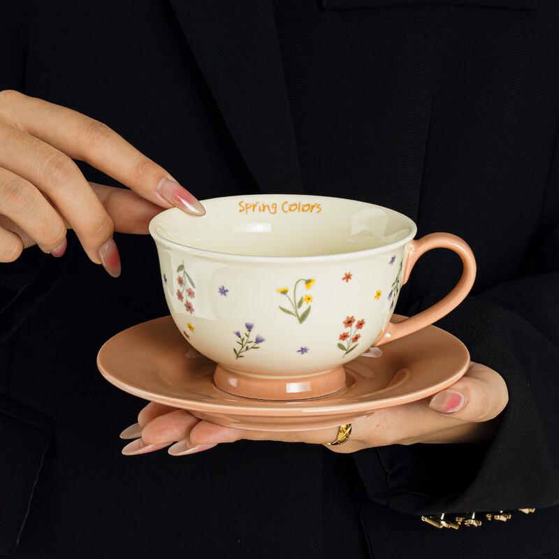 OLOEY Floral Ceramic Cup and Saucer Gift Set