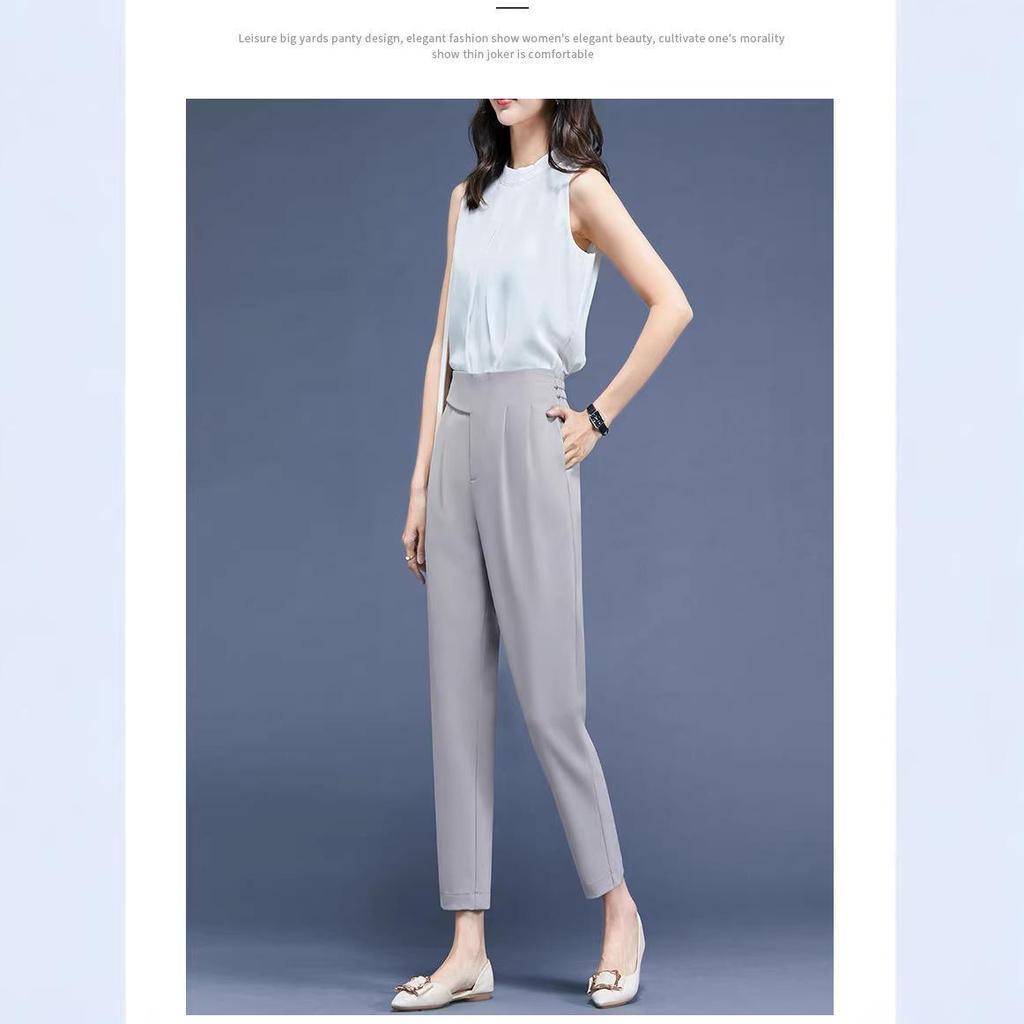 2026 Spring/Summer Women's High-Quality Cropped Trousers: Fashionable Drape Suit, Thin & Casual