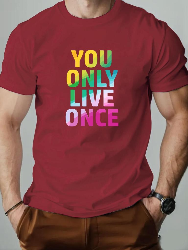 Mens cotton Tshirt YOU ONLY LIVE ONCE summer round neck short sleeve graphic breathable fashion casual Tshirt