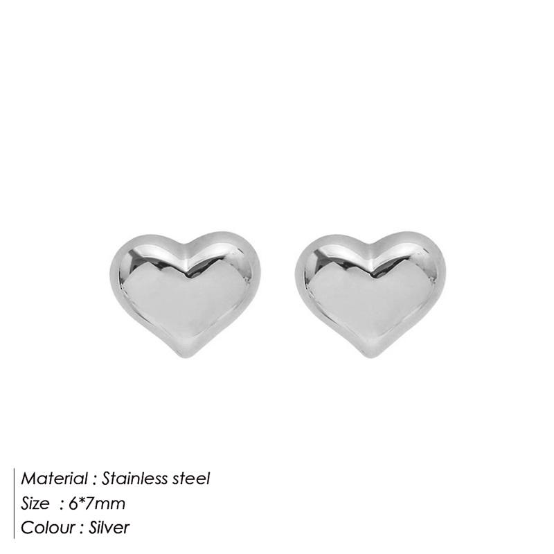

eManco Stainless Steel Love Three-dimensional Stud Earrings Female Peach Heart-shaped Fashion Clip Earring Party Jewelry