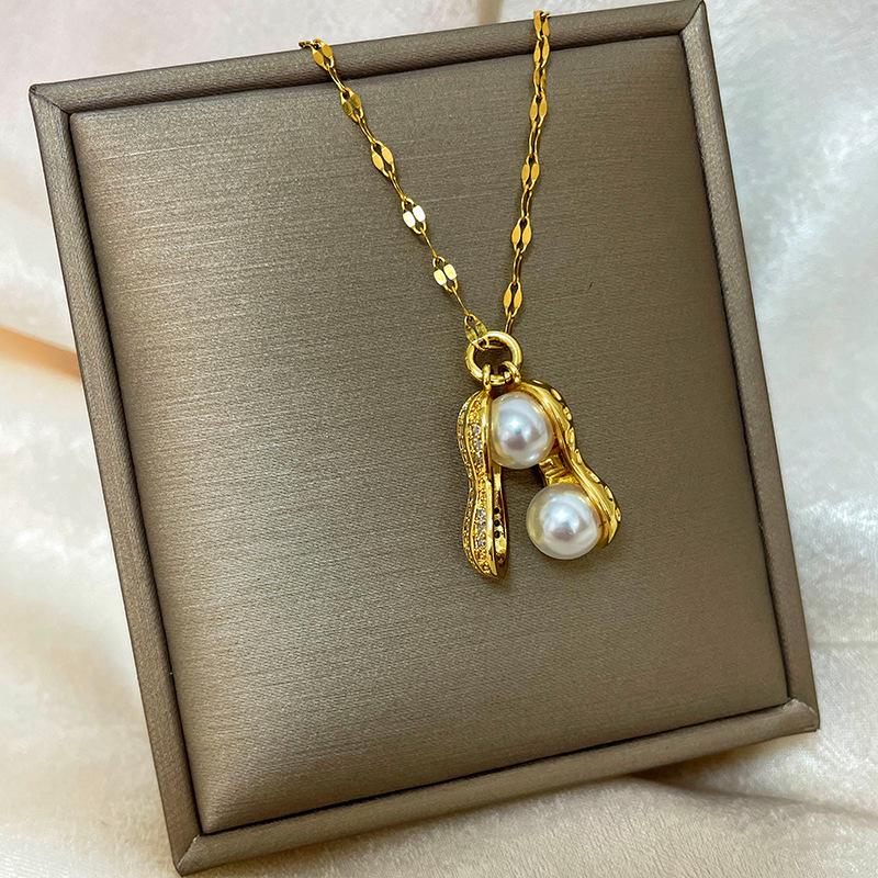 18K Vergoldete Kupfer Schlüsselbeinkette mit Abakus Kürbis Schwan Design.