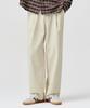 AGOD Single-Pleat Wide Corduroy Elastic Pants [Ivory]