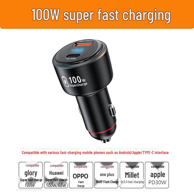 120W Dual Car Charger for Xiaomi and Apple - Super Fast Charging Adapter
