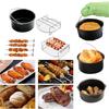 Non-Stick Air Fryer Accessories Universal Baking Pan Cake Barrel Pizza Tray Grill Rack for Cooking Roasting Frying Kitchen Tools