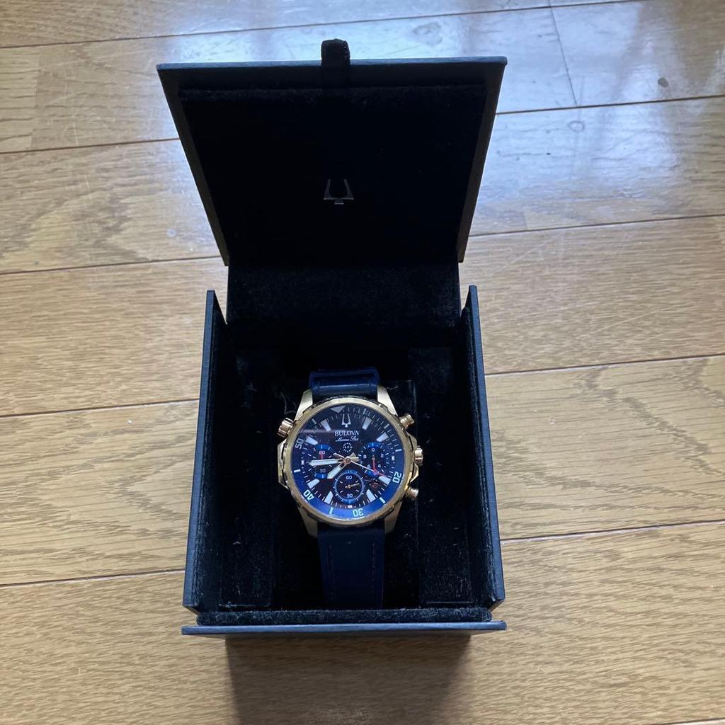 Used Bulova Marine Star Navy Gold