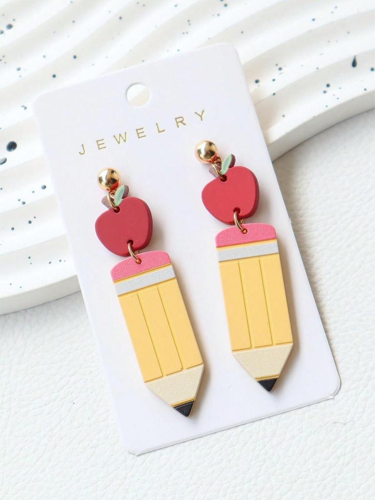 1 Pair Back To School Pencil Shaped Cute Earrings,  Personalized Earrings for Holiday Party Gift