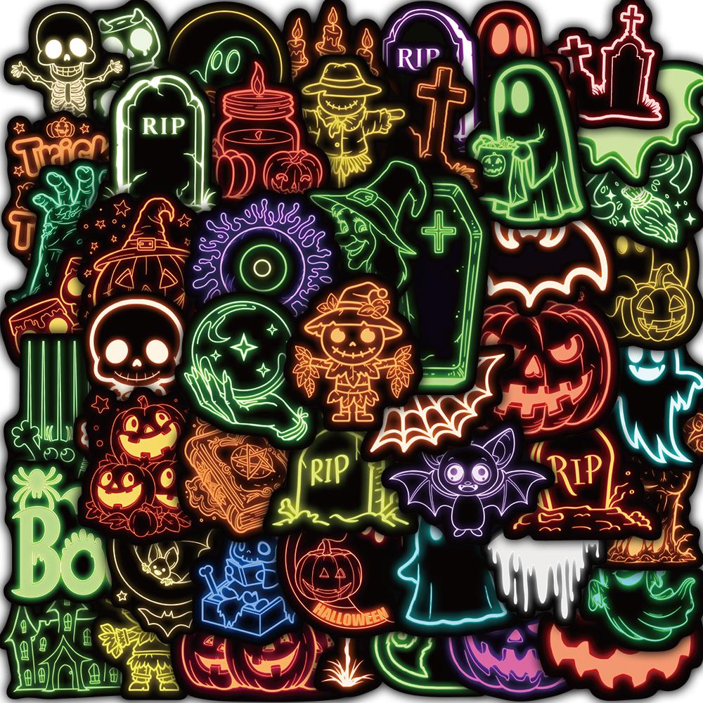 

50PCS Neon Halloween Sticker Creative Home Decoration Laptop Luggage Phone Art Picture Graffiti Cool Room Coffee Cartoon Sticker