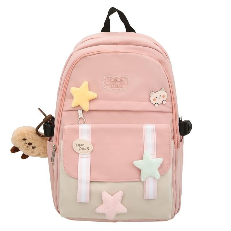 

Рюкзак в стиле колледжа, большой вместимости, легкий рюкзак, школьная сумка для учеников младших и старших классов розовый