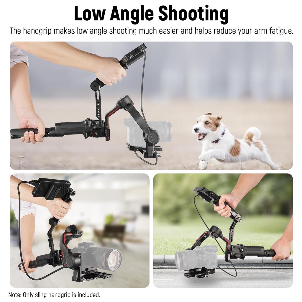 NEEWER ST49 Gimbal Sling Grip Handle 180 Degree Adjustable Foldable Low Angle Shooting for RS 2 RSC 3 Pro Stabilizer